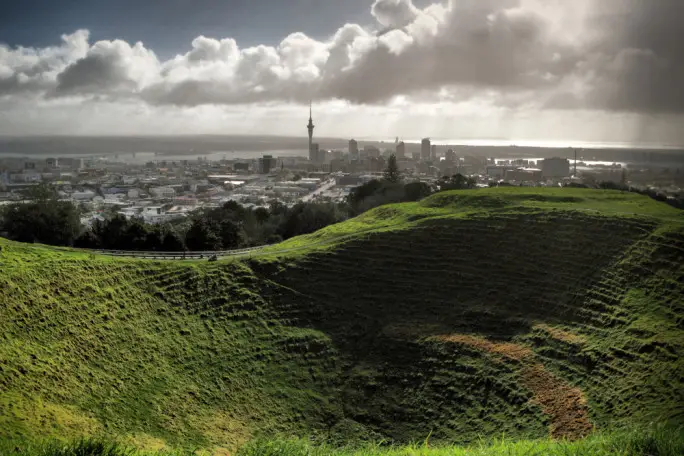 View from central Auckland including the Sky Tower from Maungawhau