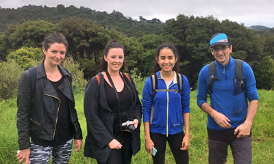 Australian journalists visiting Onetangi Forest and Bird Reserve on Waikehe Island with Terra & Tide
