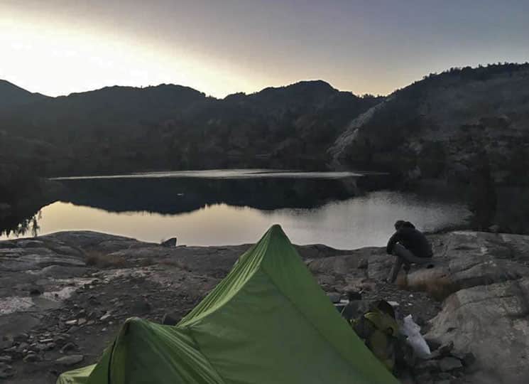 Day 20: Sunset over our tent on the John Muir Trail