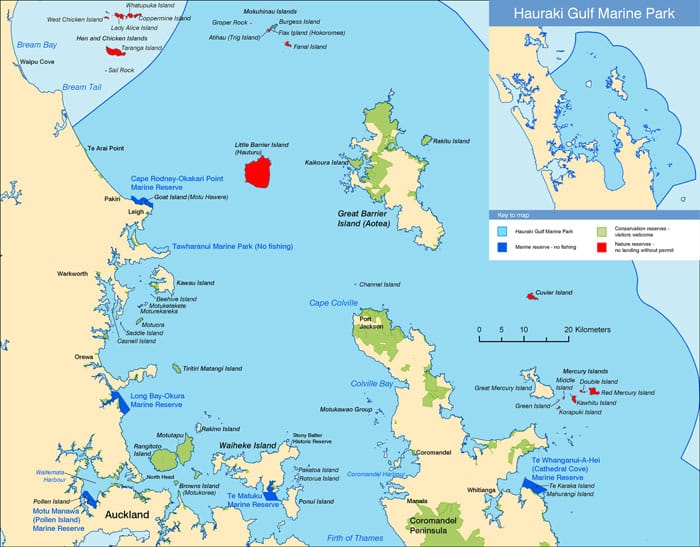 Map of Hauraki Gulf Marine Park