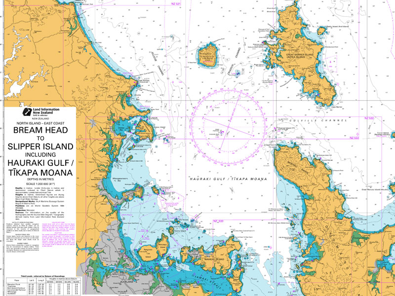 Nautical chart of the Hauraki Gulf