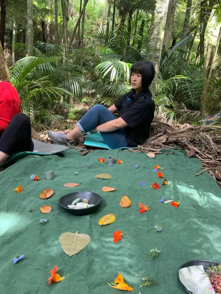 Tea Ceremony in the forest (2), Terra & Tide Wellbeing Workshop – Forest Bathing