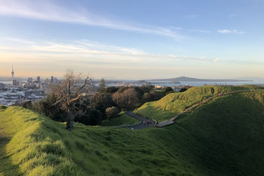View over Auckland NZ from the summit of Maungawhau/Mt Eden